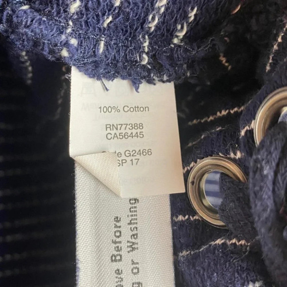 Madewell Navy Blue  Striped Top with Lace Up Sides - Picture 8 of 8